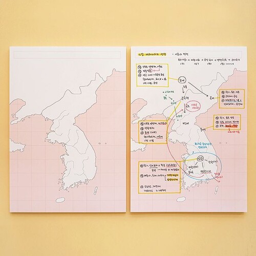 혼자공부 지도 메모패드 (50매) [한국지도]