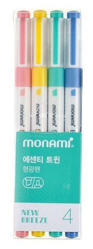 에센티 트윈 형광펜 4색 세트 [뉴 브리즈]
