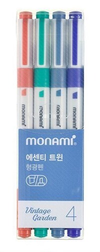 에센티 트윈 형광펜 4색 세트 [빈티지 가든]